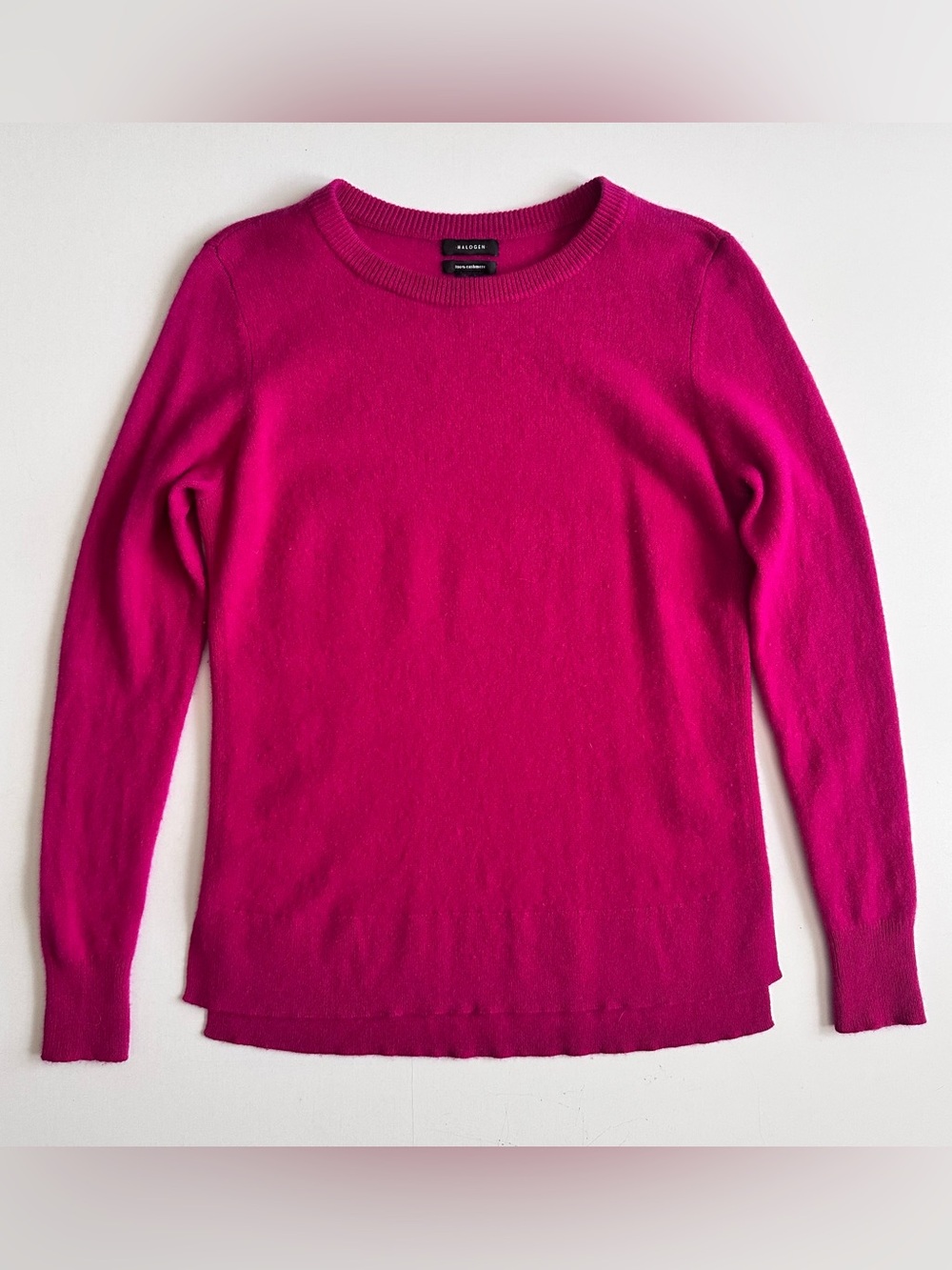 Halogen 100% Cashmere Crew Neck Sweater Magenta Size Medium